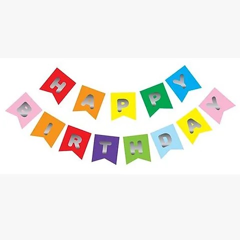 HAPPY BIRTHDAY RENKLİ SİLVER YALDIZLI BANNER
