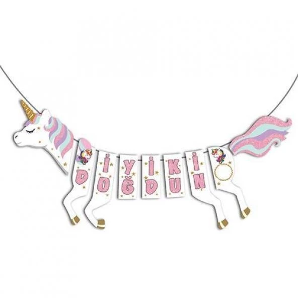 İYİ Kİ DOĞDUN UNICORN 3D BANNER