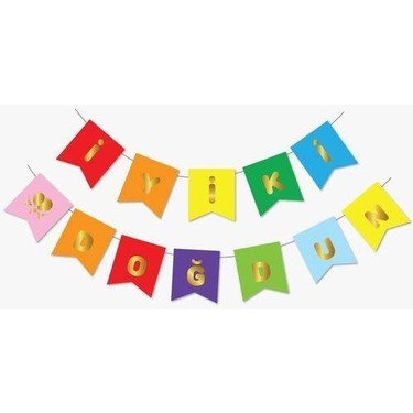 İYİ Kİ DOĞDUN RENKLİ GOLD YALDIZLI BANNER