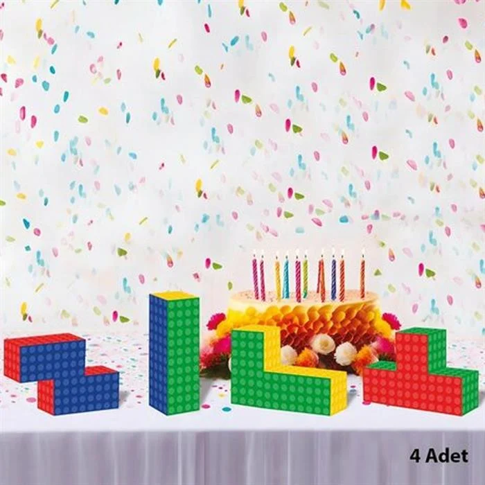 MASA ÜSTÜ DEKOR RENKLI BLOKLAR TEMALI