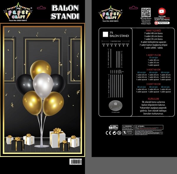 ŞEFFAF 7'Lİ BALON STANDI 75 CM
