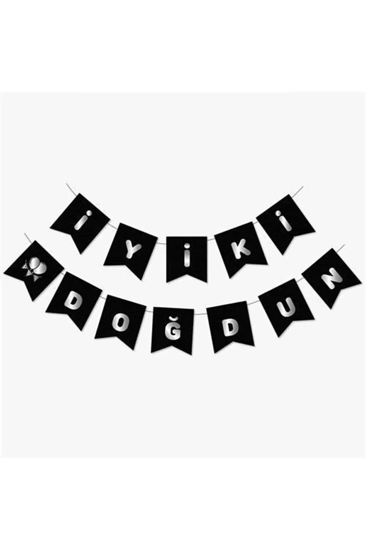 İYİ Kİ DOĞDUN SİYAH SİLVER YALDIZLI BANNER