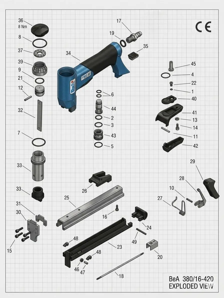 Bea 8016 Havalı Zımba Tabancası Parça Listesi