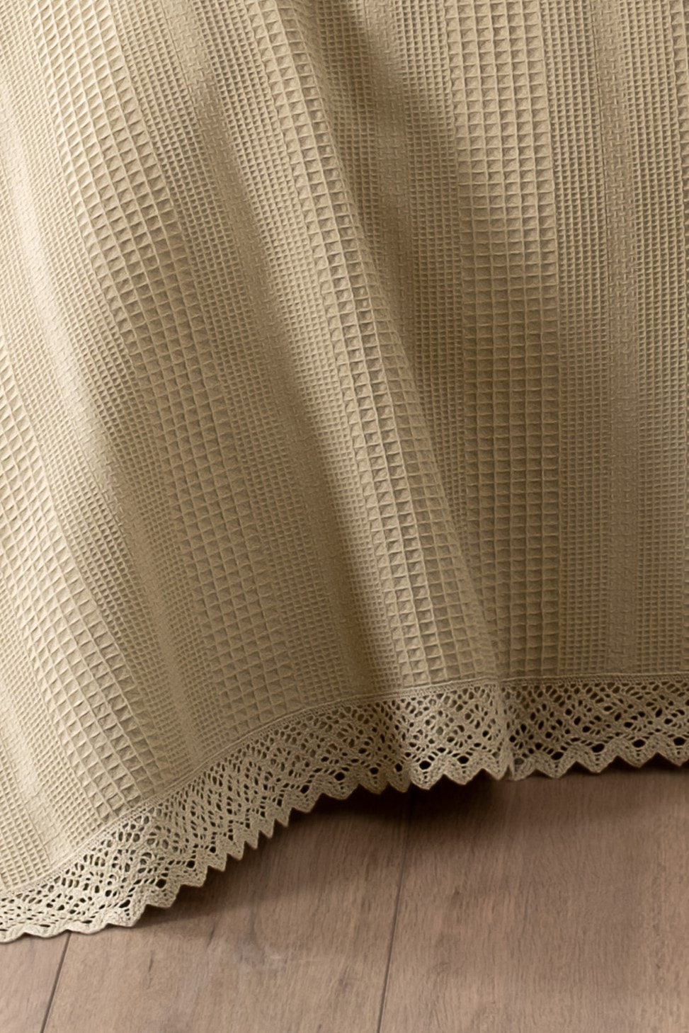 Kopanaki Dantelli Çift Kişilik Pike-210x230 cm - bej