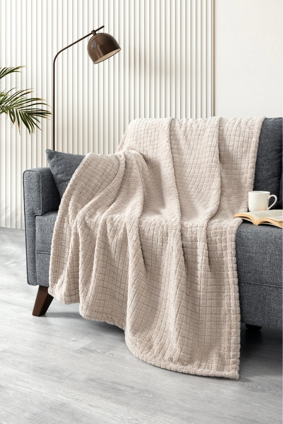 Wellsoft Battaniye-Pudra Tv Battaniyesi- Peluş Polar Yumuşak Battaniye-110x160 cm - bej