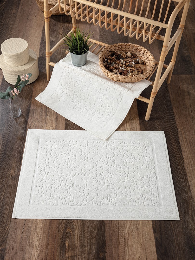 2'li Damask Desen Ayak Havlusu Seti - %100 Pamuk Havlu Takımı - 50x70 cm