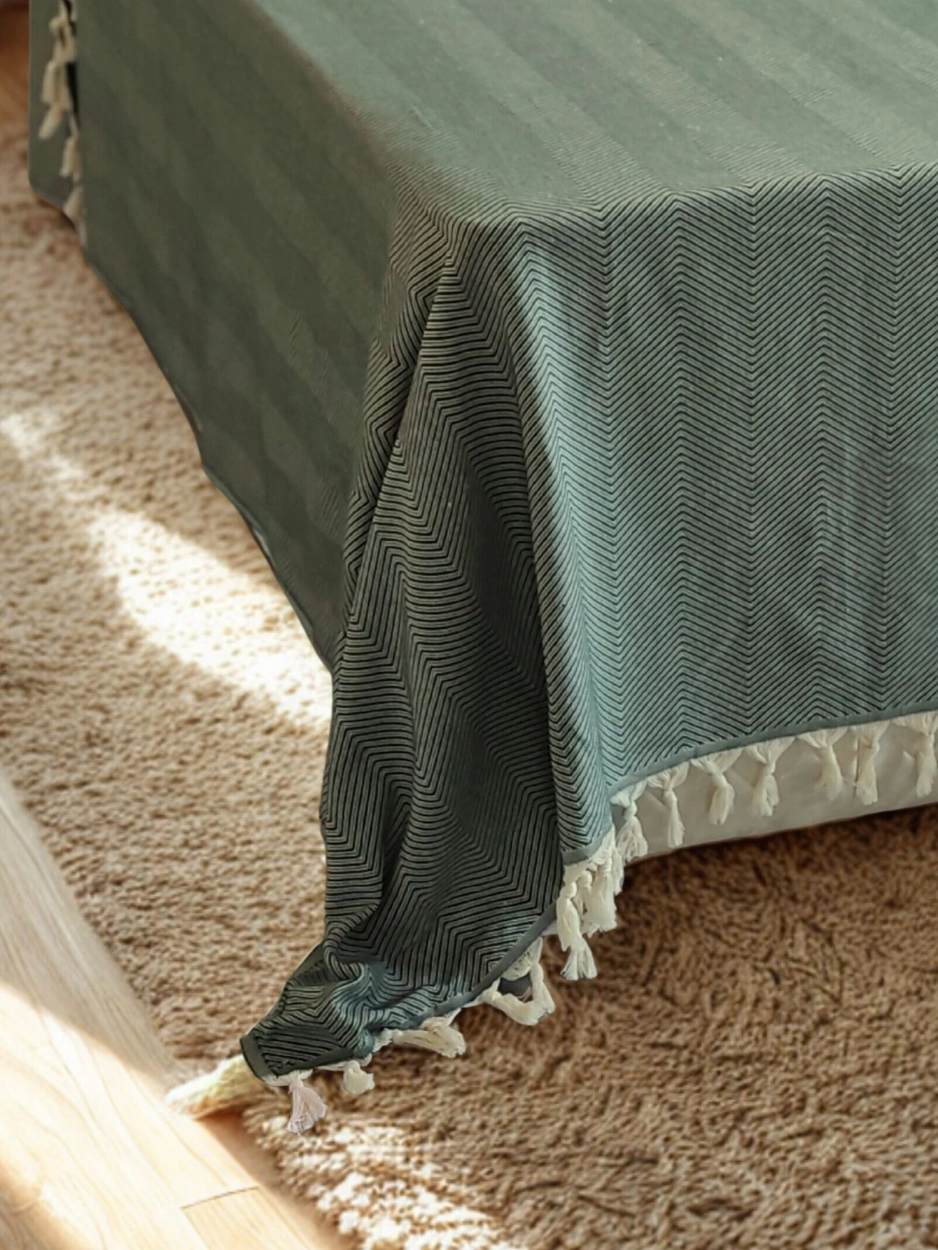 %100 Pamuk Koltuk Örtüsü - Çok Amaçlı Koltuk Şalı, Pike, Piknik Örtüsü-170x220cm - yeşil