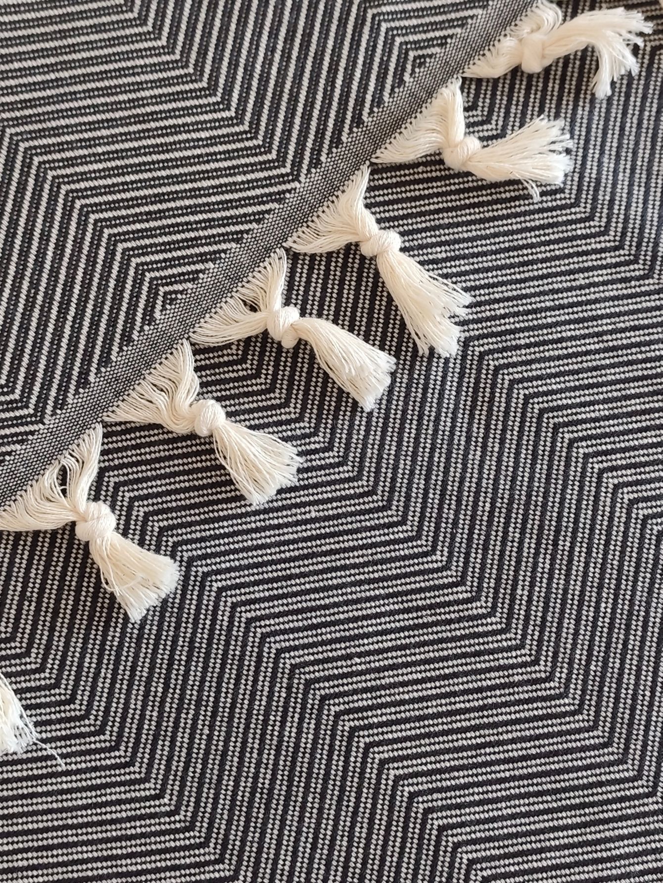 %100 Pamuk Koltuk Örtüsü - Çok Amaçlı Koltuk Şalı, Pike, Piknik Örtüsü-170x220cm - antrasit