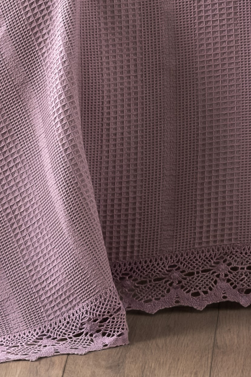Kopanaki Dantelli Çift Kişilik Pike-210x230 cm - lila