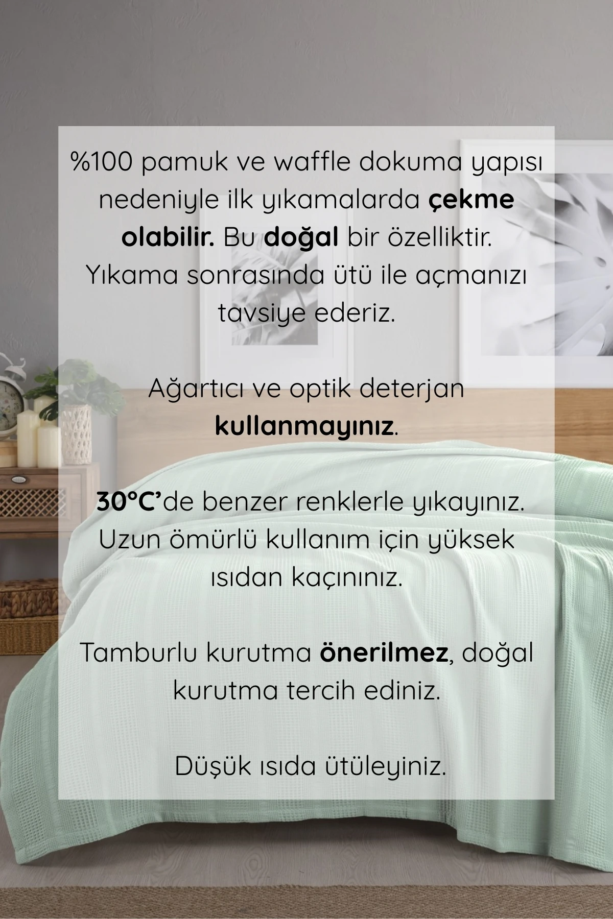 Çift Kişilik Waffle Pike 210x230cm, %100 Pamuk, Petek Tasarım, Terra