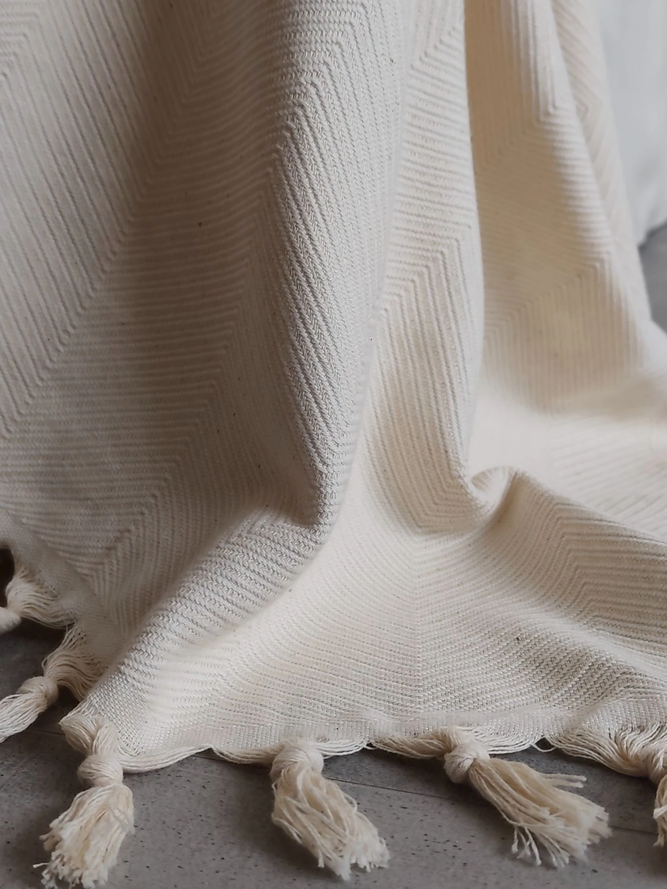 %100 Pamuk Koltuk Örtüsü - Çok Amaçlı Koltuk Şalı, Pike, Piknik Örtüsü-170x220cm - krem