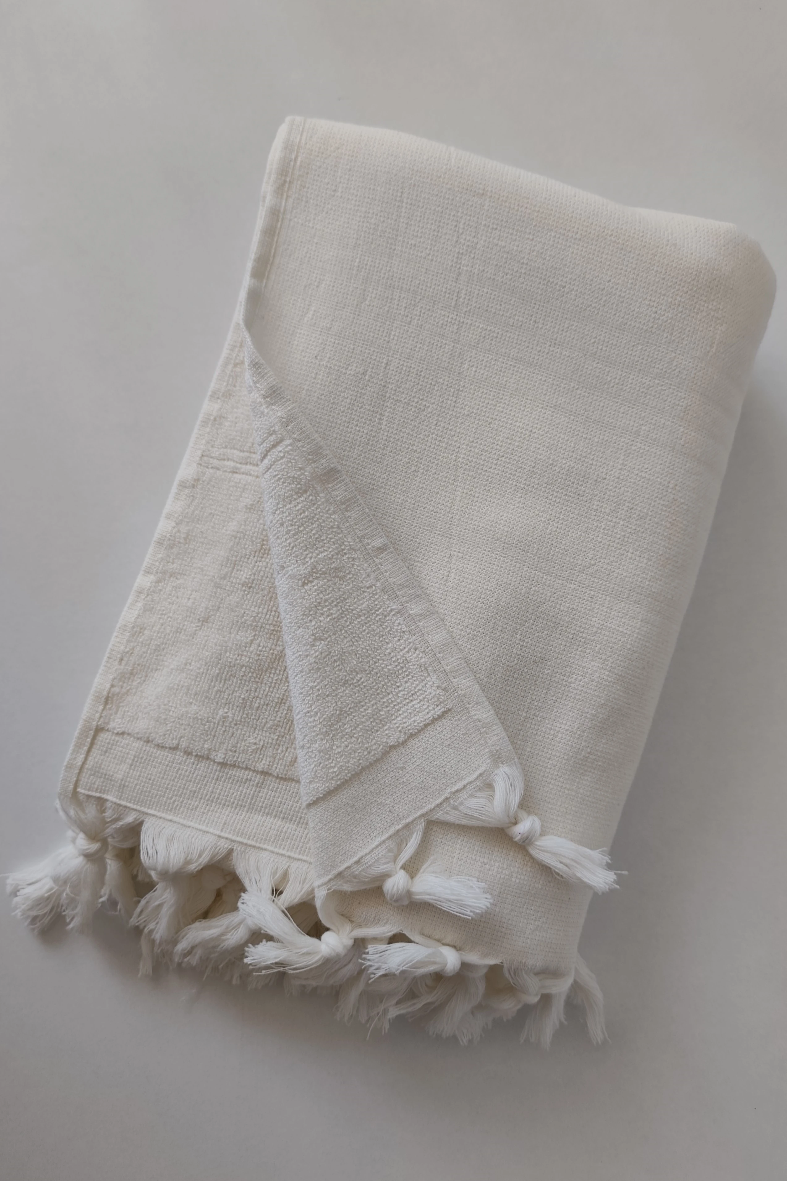 %100 Pamuk Havlu Peştemal-90x170 cm -Plaj & Deniz Havlusu - ekru