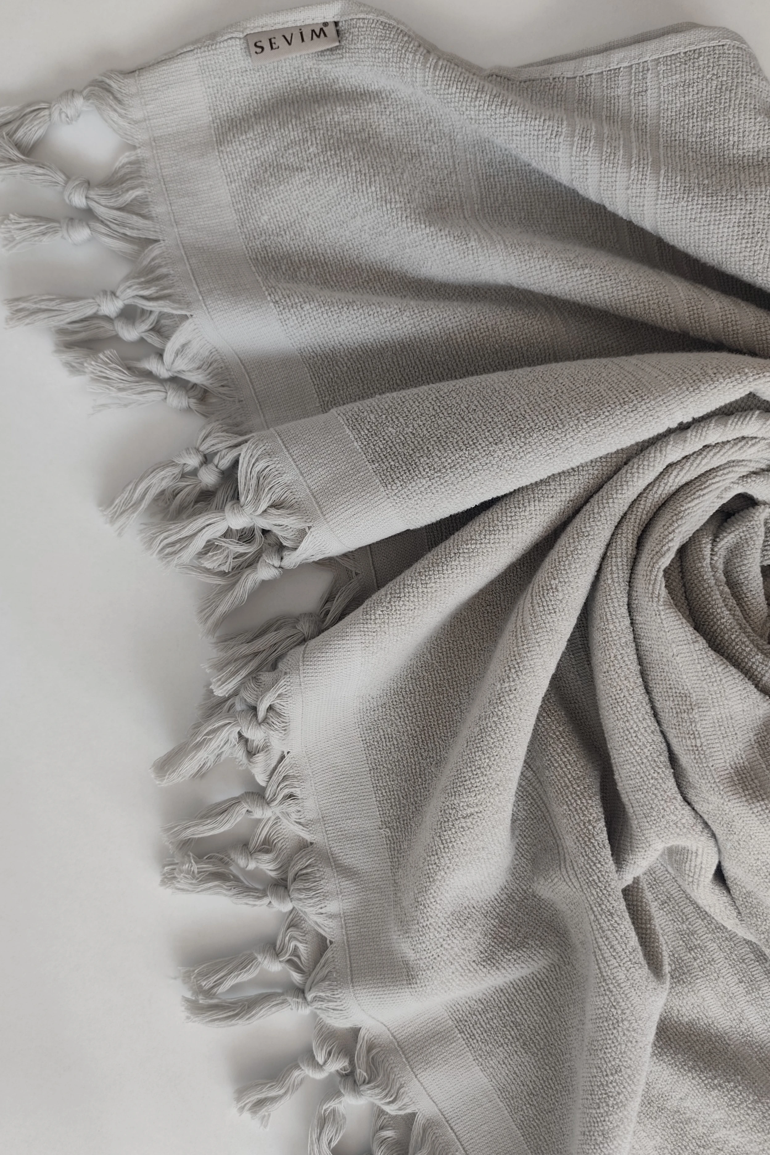 %100 Pamuk Havlu Peştemal-90x170 cm -Plaj & Deniz Havlusu - açık gri