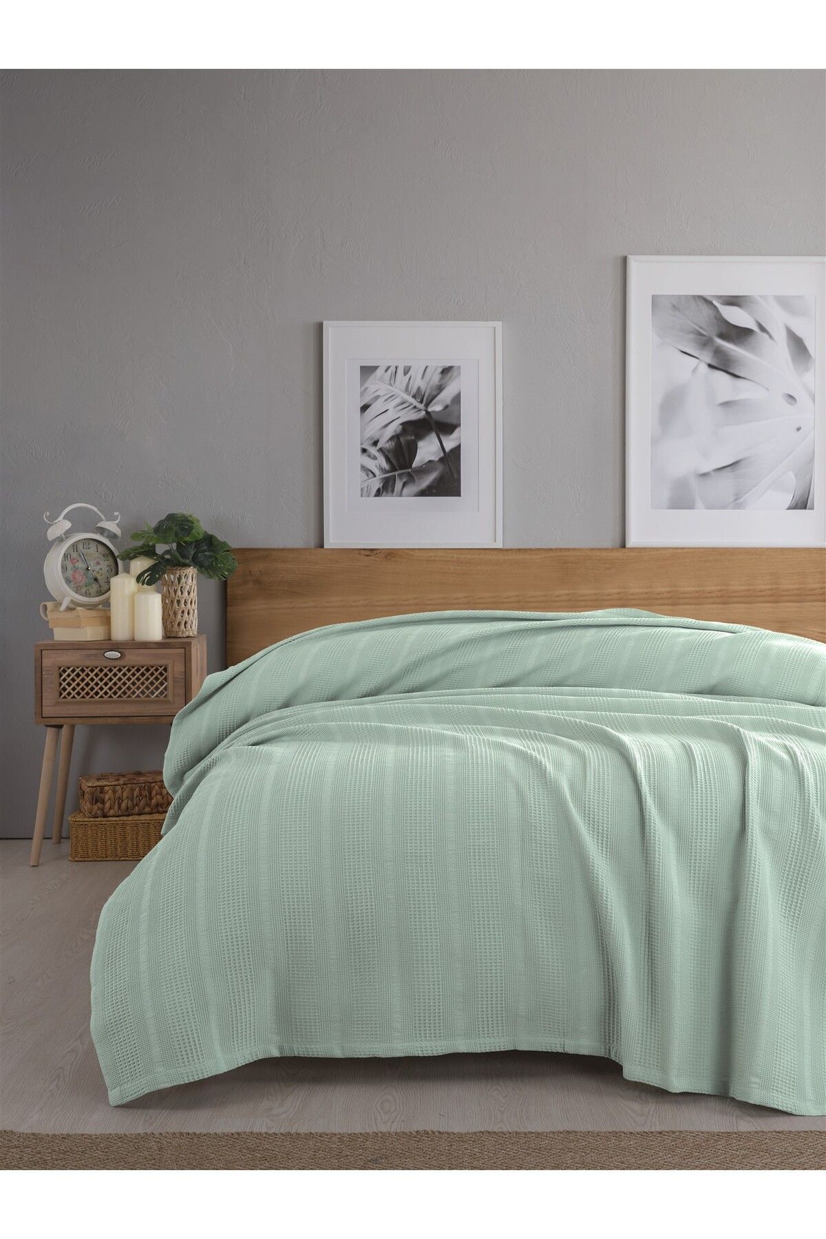 Çift Kişilik Waffle Pike 210x230cm, %100 Pamuk, Petek Tasarım, Terra