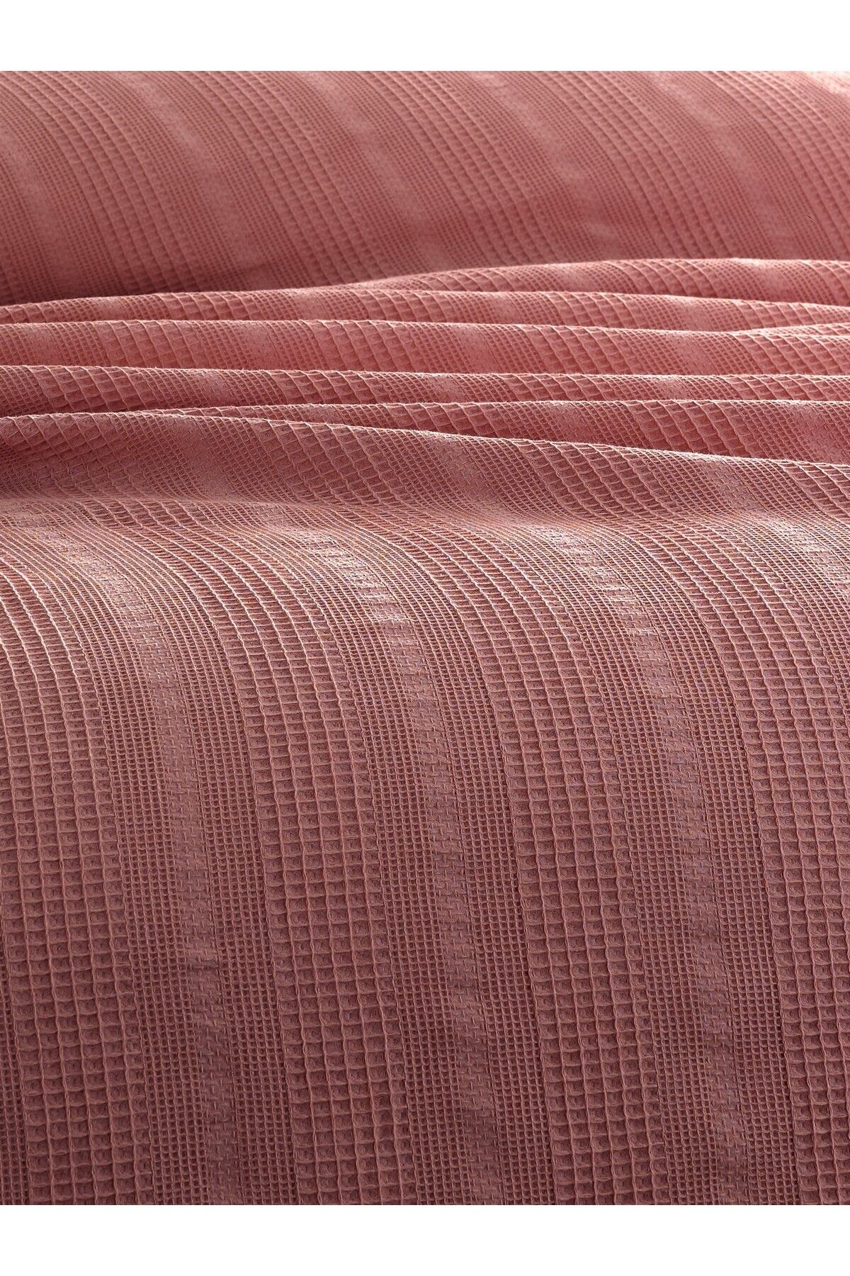 Tek Kişilik Waffle Pike 160x230cm, %100 Pamuk, Petek Tasarım, Hardal - terra