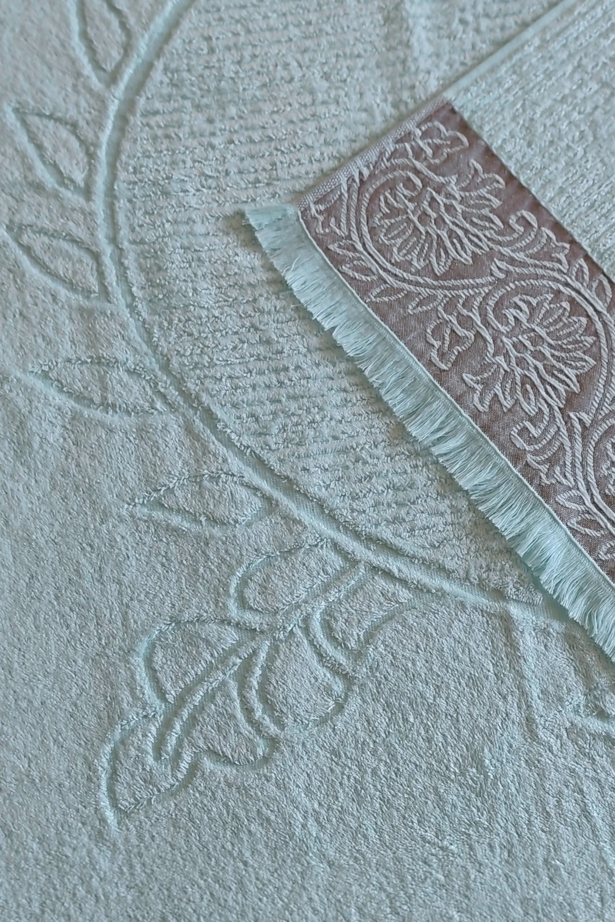 Püsküllü & Bordürlü Banyo Havlusu - Bambu & Pamuk - Ekstra Yumuşak - 70x140 cm - Mint