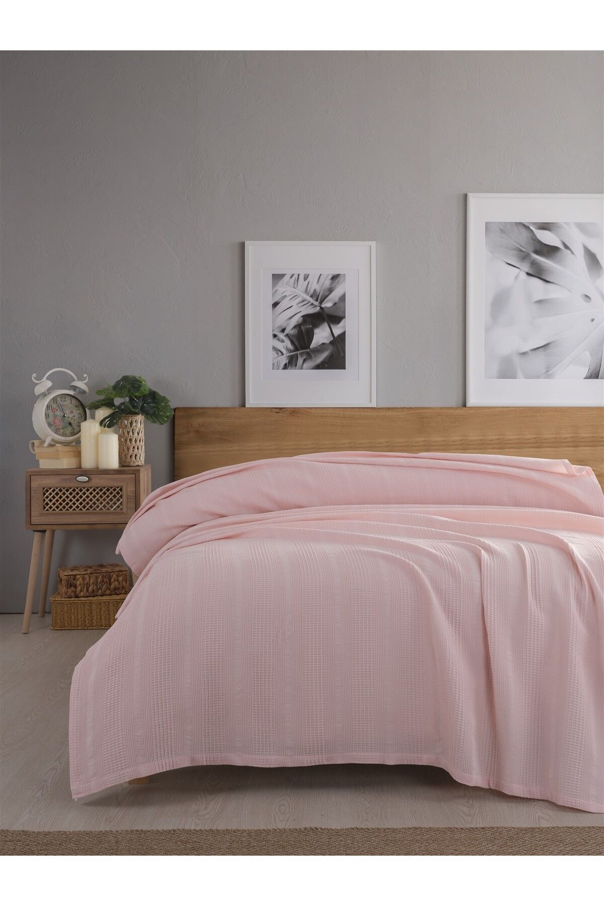 Çift Kişilik Waffle Pike 210x230cm, %100 Pamuk, Petek Tasarım, Terra