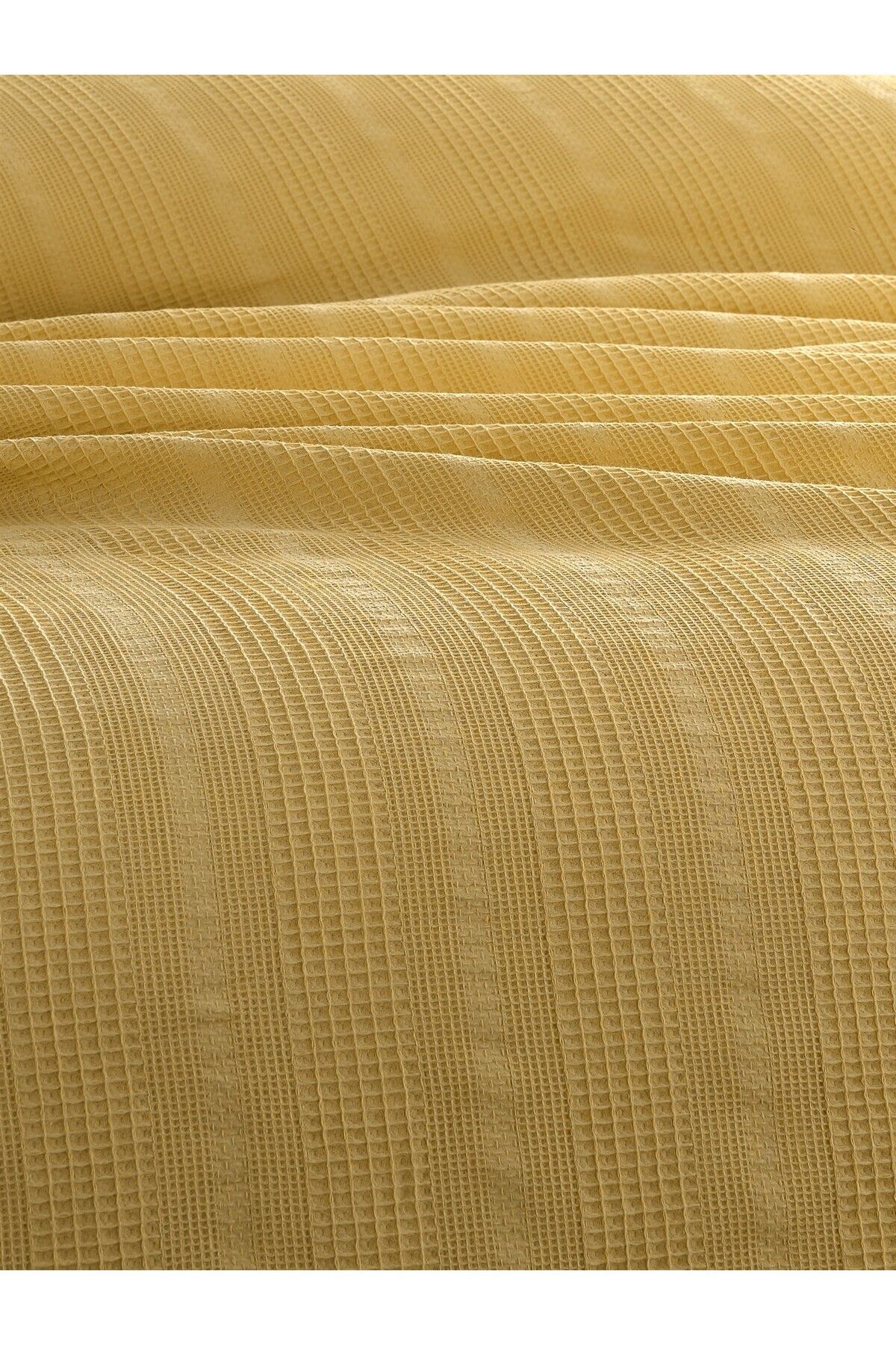 Tek Kişilik Waffle Pike 160x230cm, %100 Pamuk, Petek Tasarım, Hardal