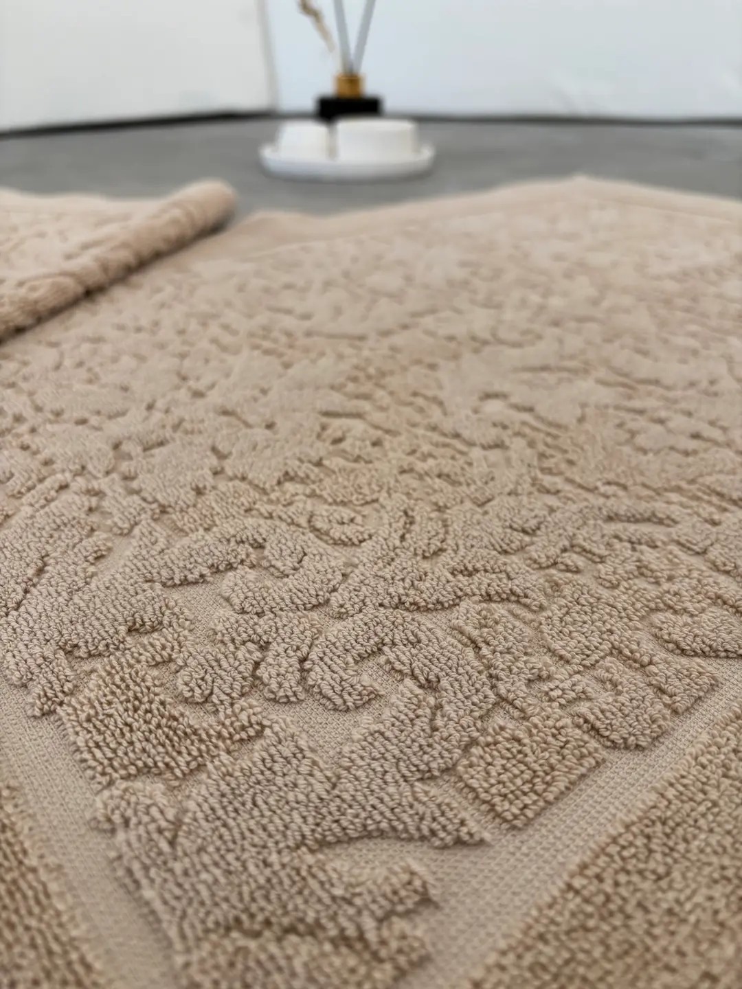 2'li Damask Desen Ayak Havlusu Seti - %100 Pamuk Havlu Takımı - 50x70 cm