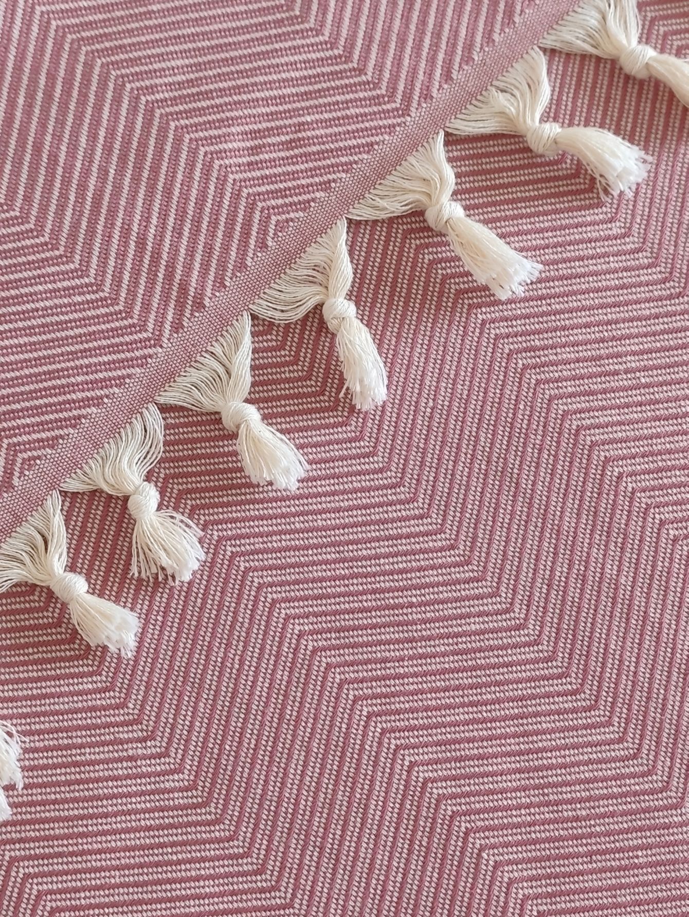 %100 Pamuk Koltuk Örtüsü - Çok Amaçlı Koltuk Şalı, Pike, Piknik Örtüsü-170x220cm - gül kurusu