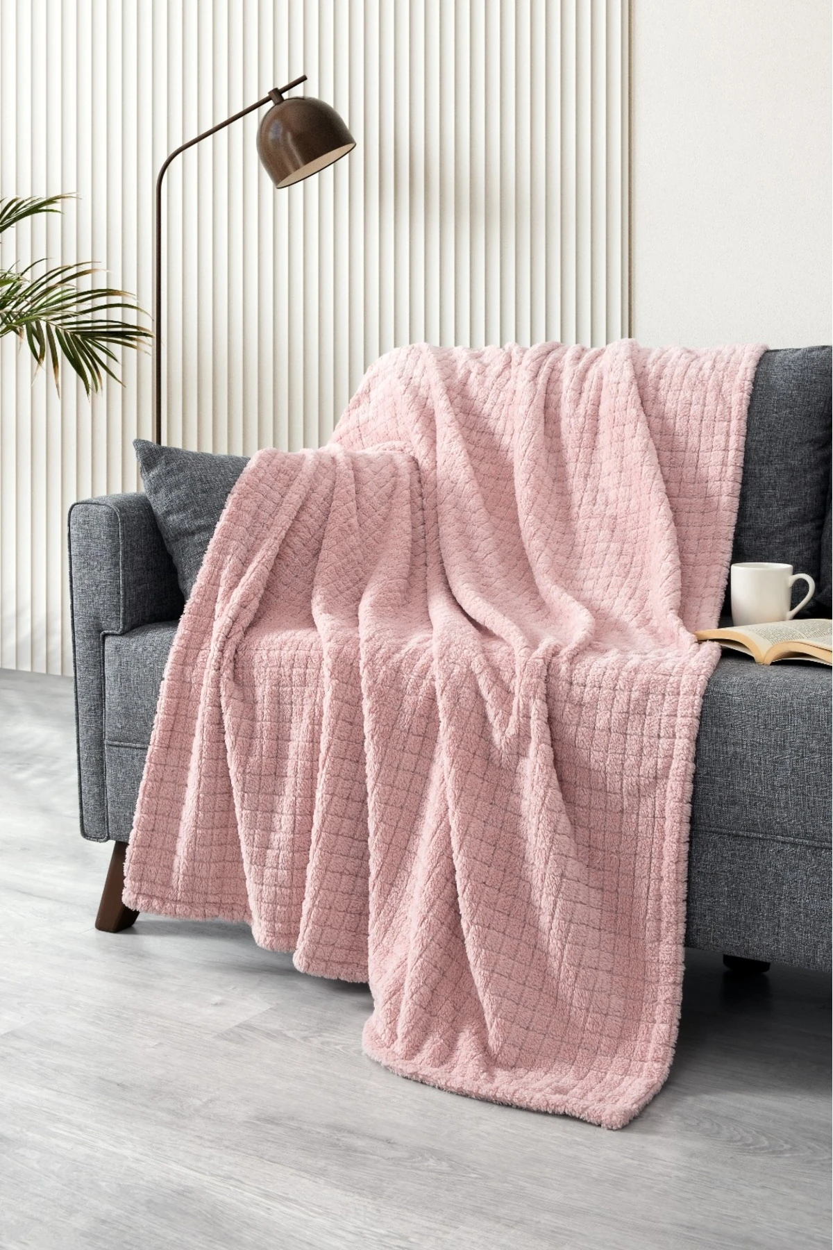 Wellsoft Battaniye-Pudra Tv Battaniyesi- Peluş Polar Yumuşak Battaniye-110x160 cm - pudra