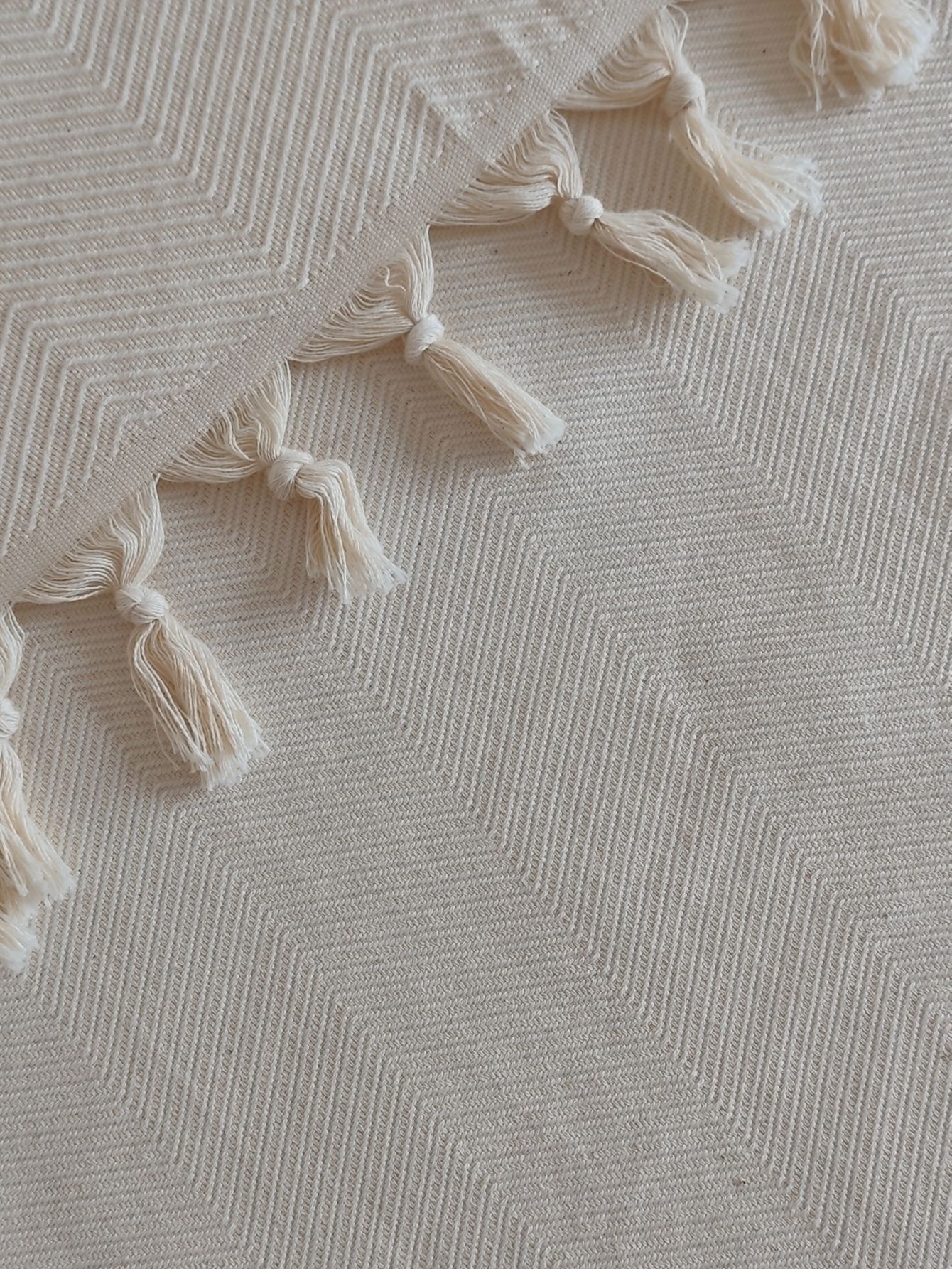 %100 Pamuk Koltuk Örtüsü - Çok Amaçlı Koltuk Şalı, Pike, Piknik Örtüsü-170x220cm - krem