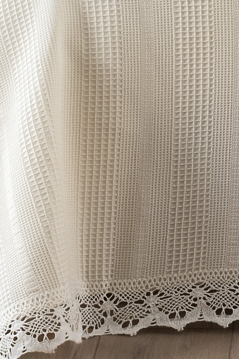 Kopanaki Dantelli Çift Kişilik Pike-210x230 cm - krem