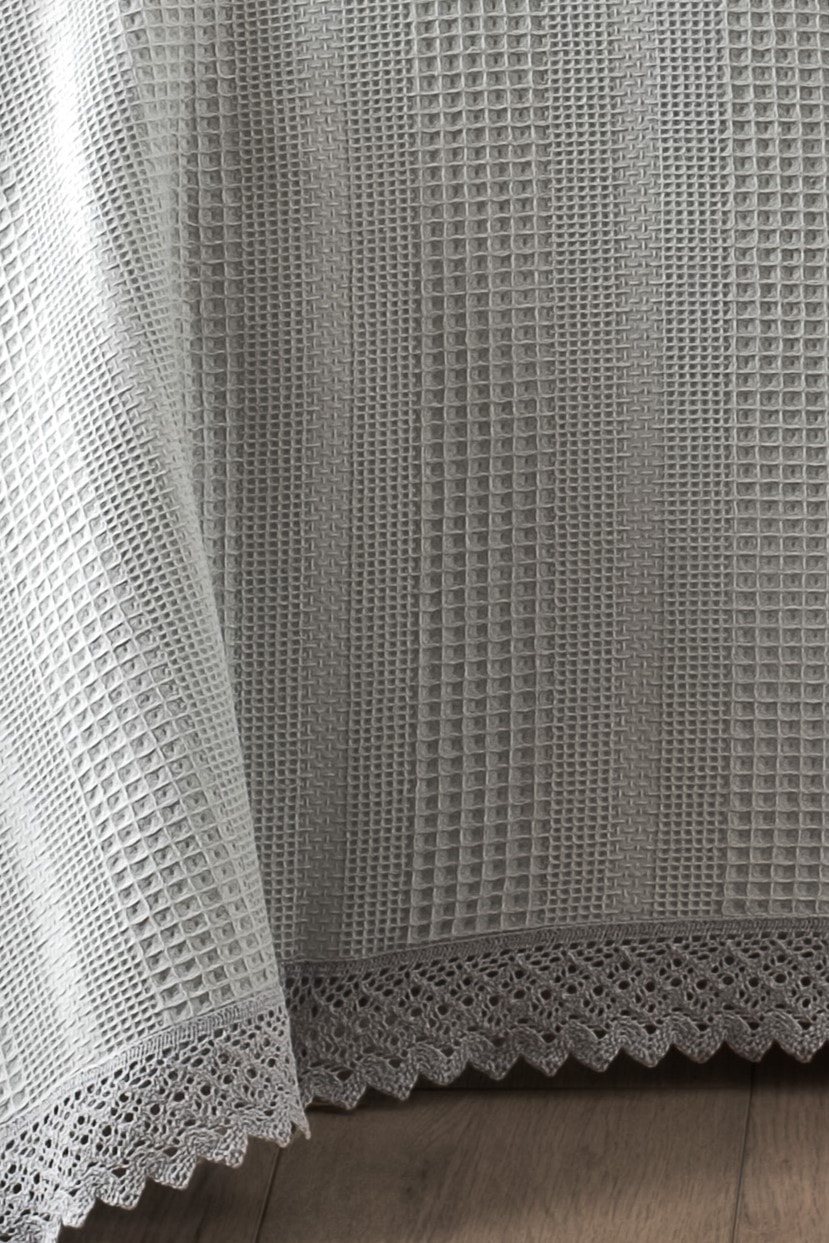 Kopanaki Dantelli Çift Kişilik Pike-210x230 cm - gri
