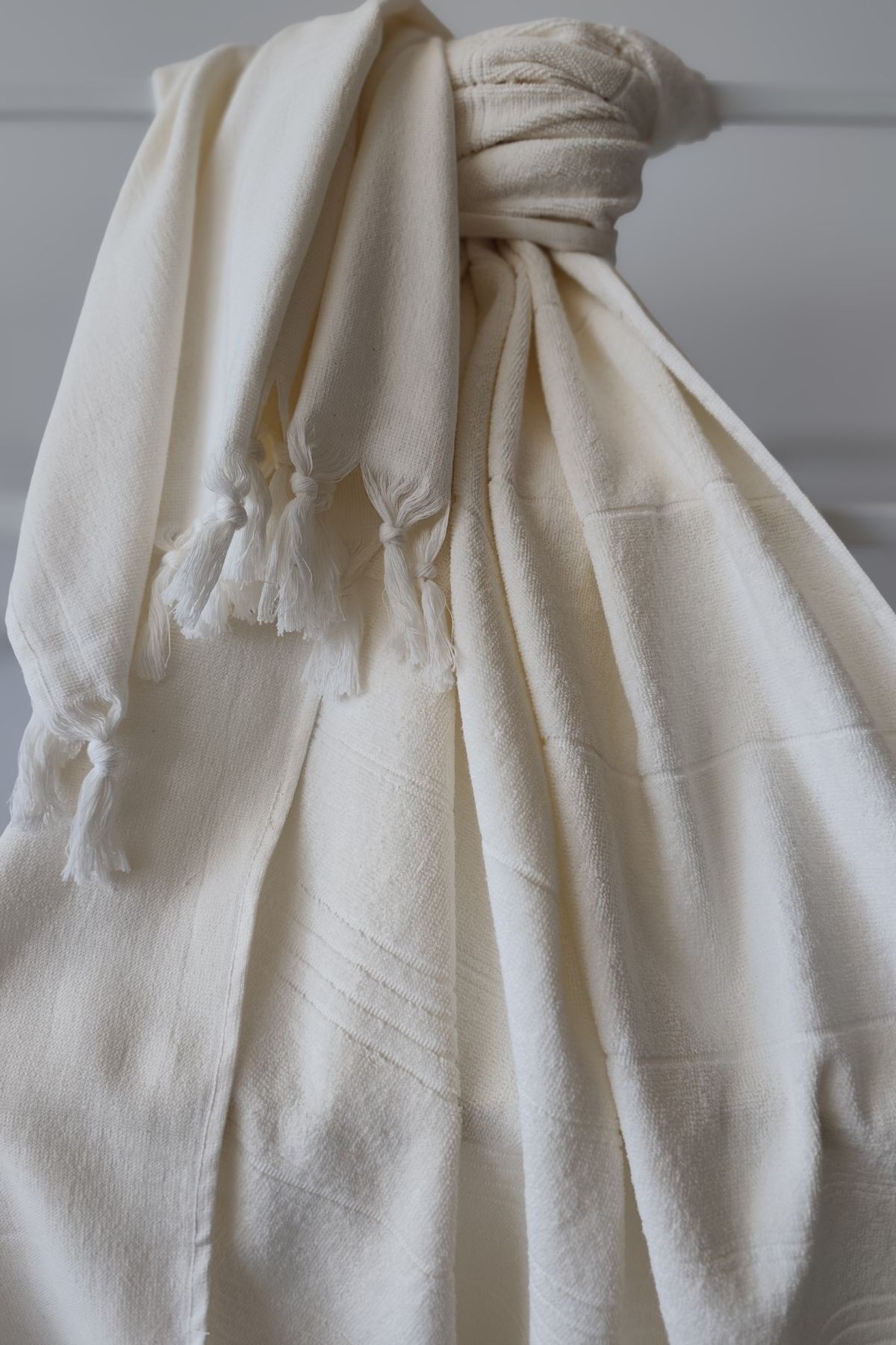 %100 Pamuk Havlu Peştemal-90x170 cm -Plaj & Deniz Havlusu - ekru