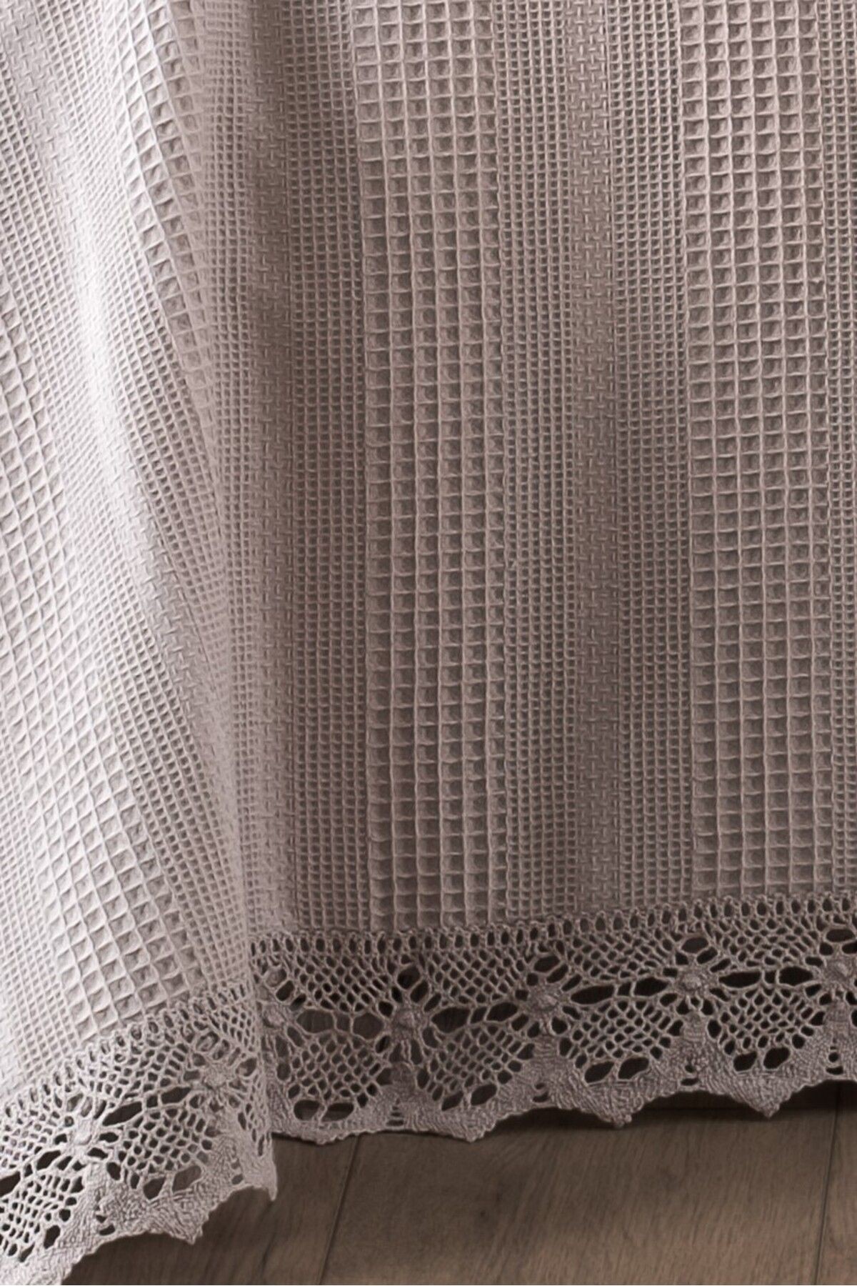 %100 Pamuk Çift Kişilik Kopanaki Dantelli Waffle Pike 210x230 cm