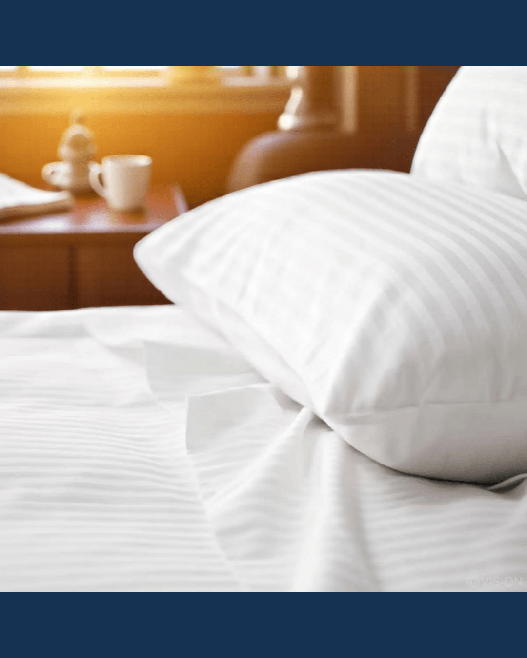 Solivane Otel Tipi Lüks Yastık Kılıfı | 83 Tel Pamuk Saten Çizgili Kumaş | Queen Size 60x80