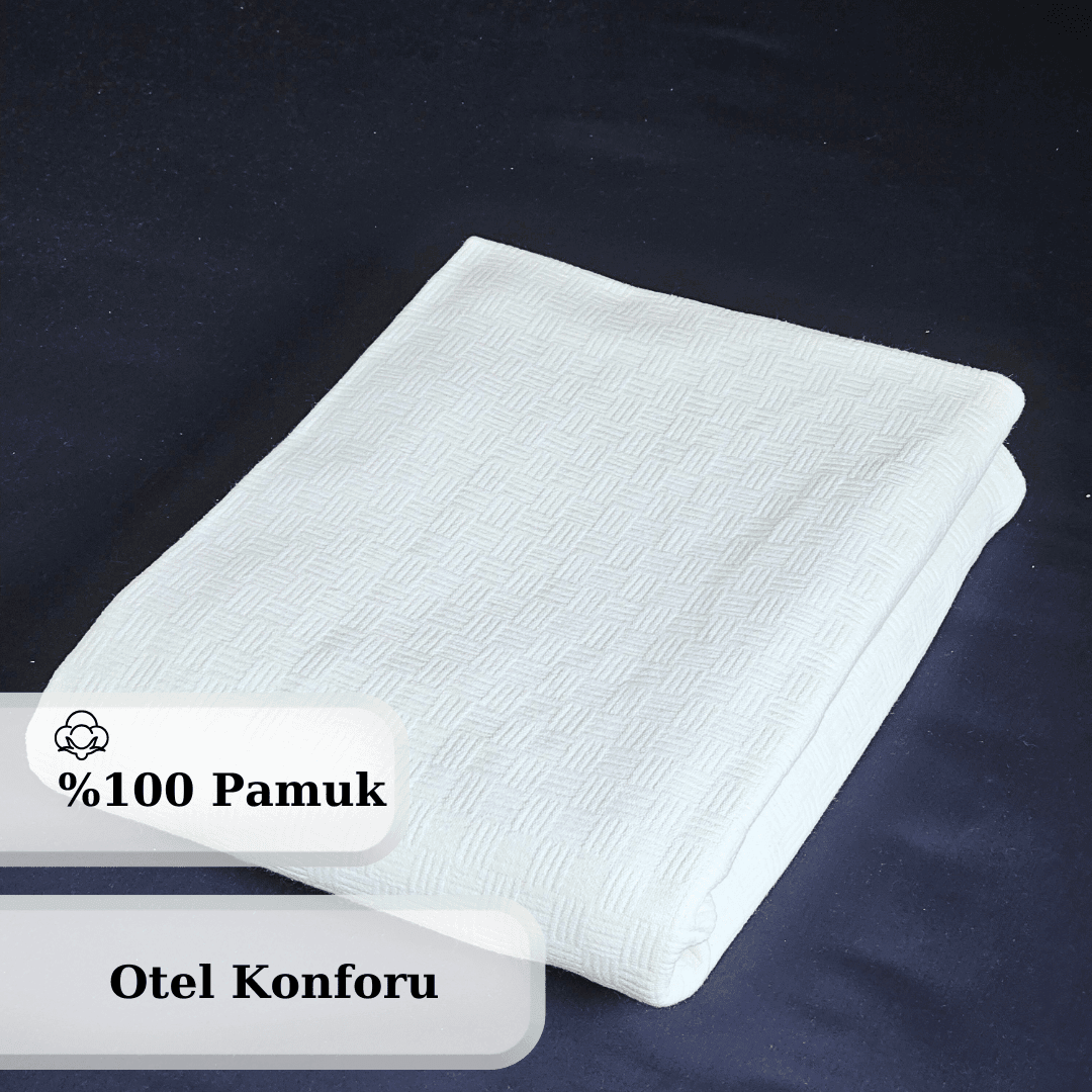 %100 Pamuk Mini Dama Desenli Çift Kişilik Pike | Otel Konforu