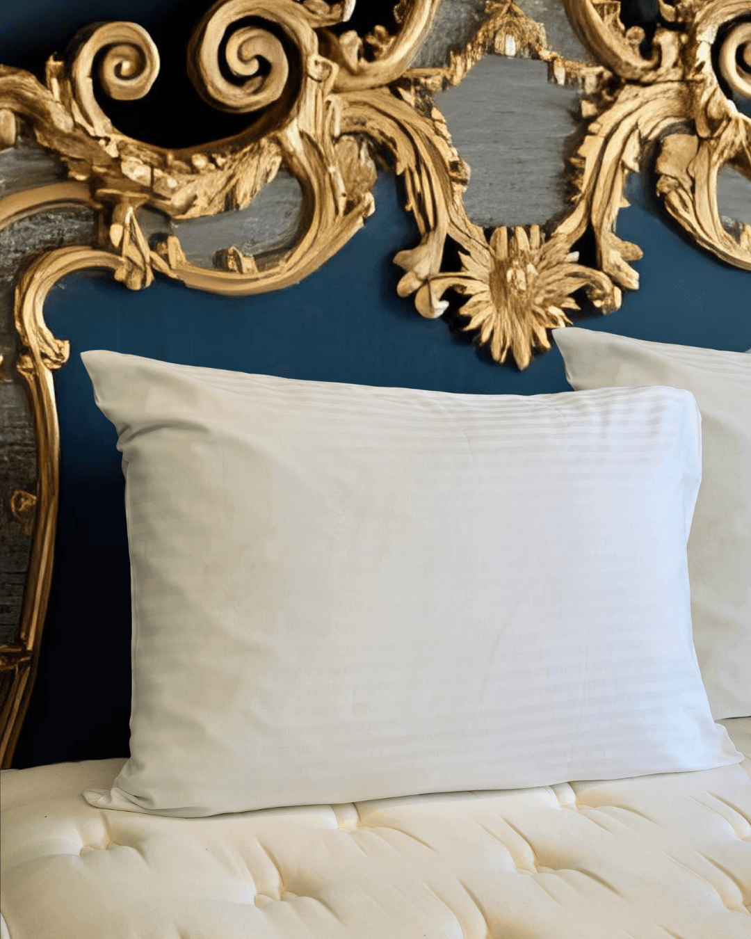 Solivane Otel Tipi Lüks Yastık Kılıfı | 83 Tel Pamuk Saten Çizgili Kumaş | Queen Size 60x80