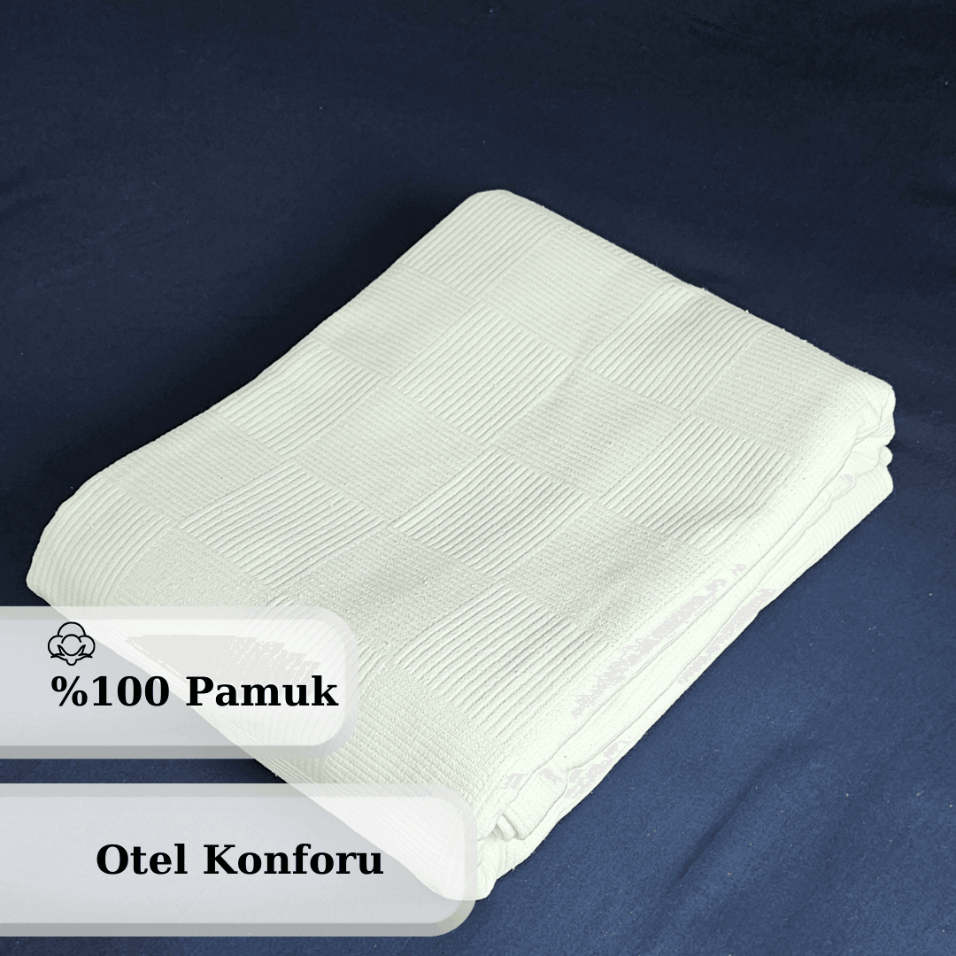 %100 Pamuk Dama Desenli Tek Kişilik Pike | Otel Konforu