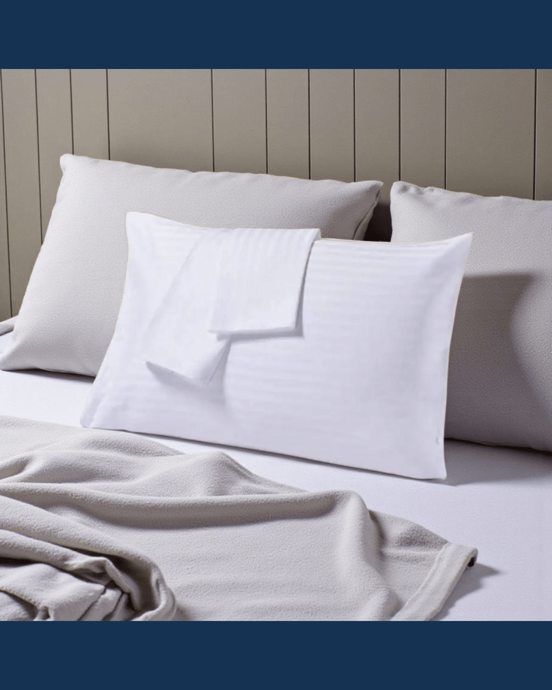 Solivane Otel Tipi Lüks Yastık Kılıfı | 83 Tel Pamuk Saten Çizgili Kumaş | Queen Size 60x80