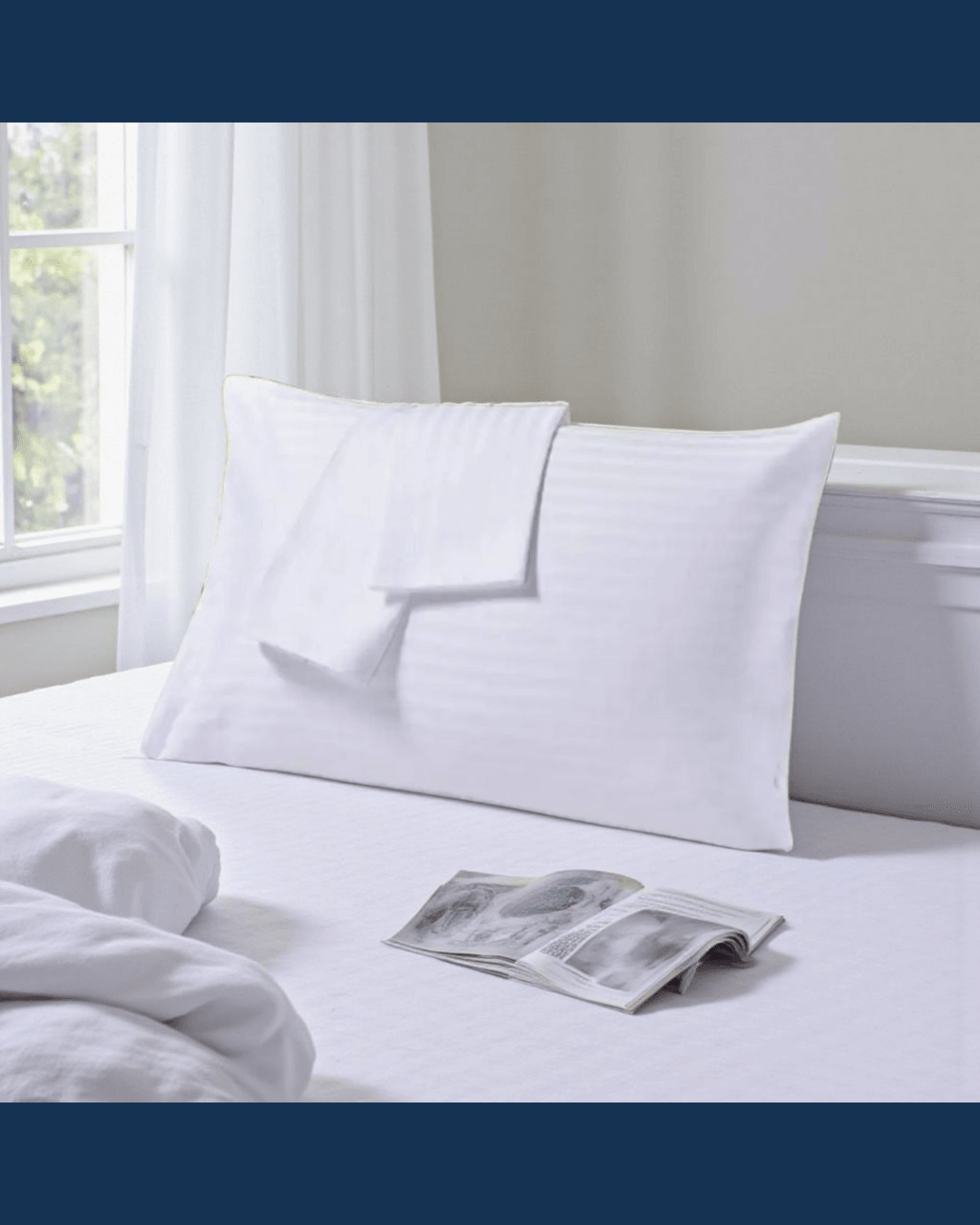 Solivane Otel Tipi Lüks Yastık Kılıfı | 83 Tel Pamuk Saten Çizgili Kumaş | Queen Size 60x80