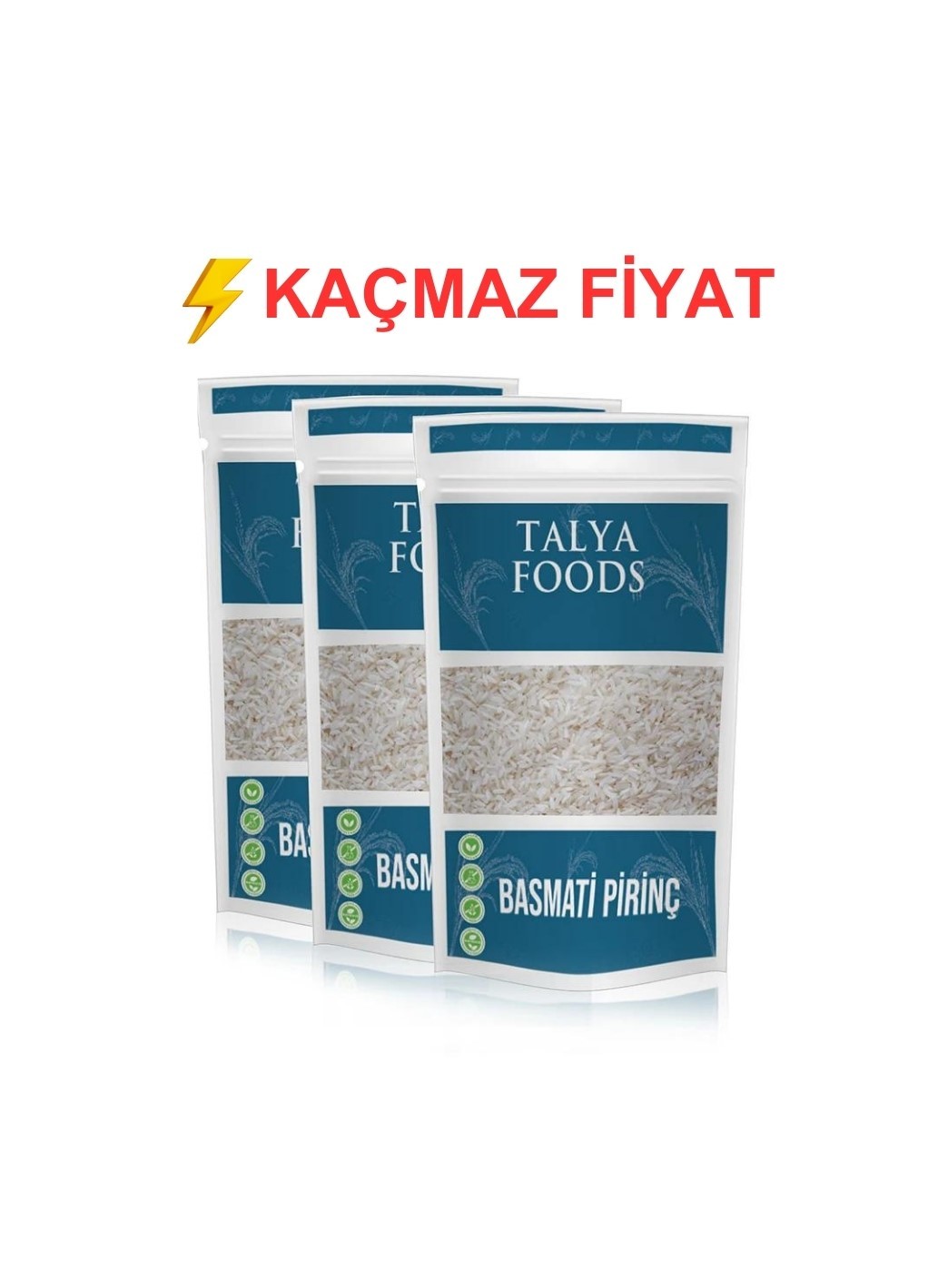 Talya Foods Glutensiz Analizli Basmati Pirinç 3 x 500g Avantaj Paketi