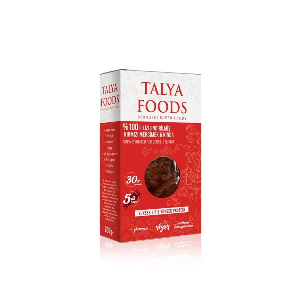 Talya Foods Filizlendirilmiş Kırmızı Mercimek Kinoa Makarnası 200g