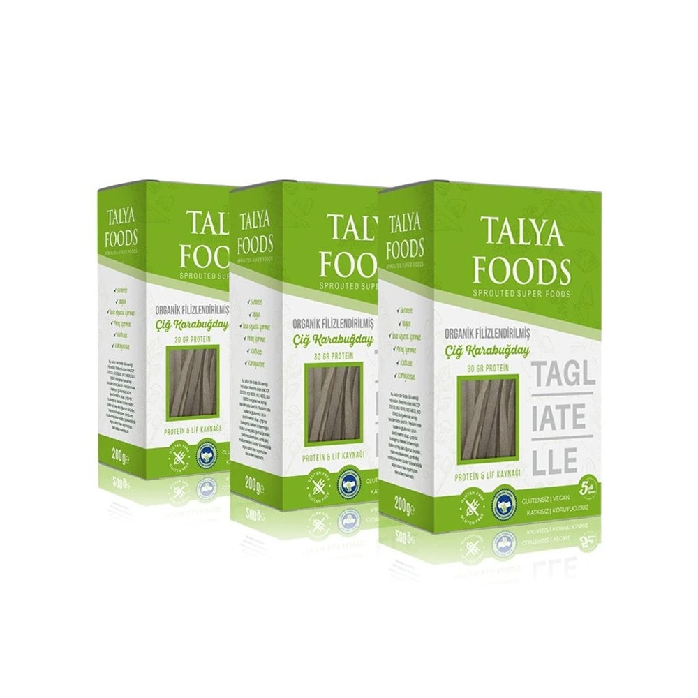 Talya Foods  Filizlendirilmiş Çiğ Karabuğday Tagliatelle 3x200g