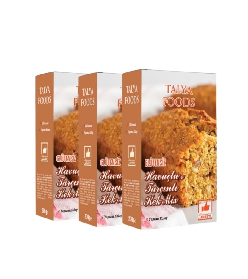 Talya Foods Glutensiz Kolay Yap Havuçlu & Tarçınlı 3x270g Kek Mix Avantaj Seti