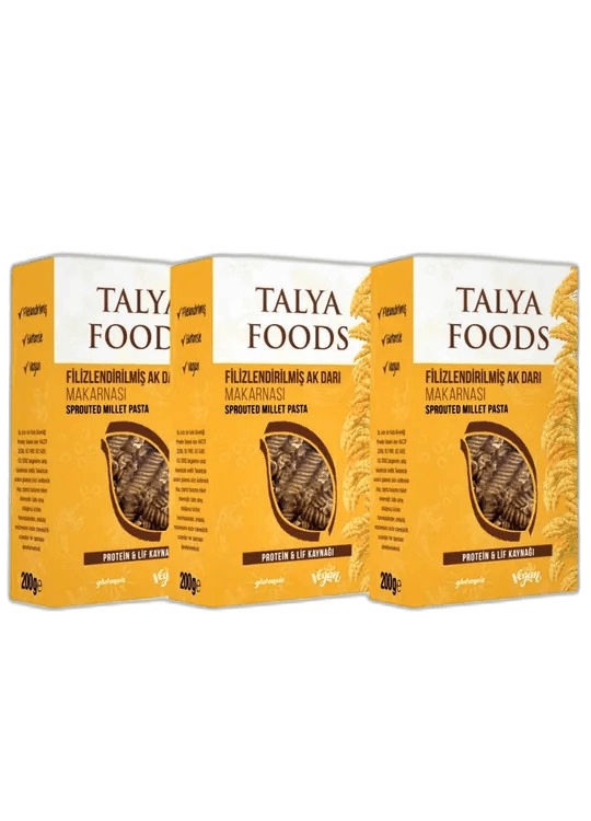 Talya Foods Glütensız Filizlendirilmiş Ak Darı Makarnası 3 x 200 g 