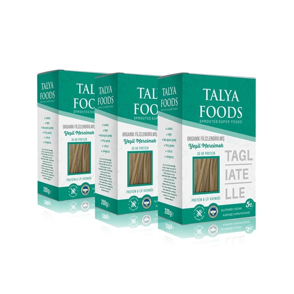 Talya Foods  Filizlendirilmiş Yeşil Mercimek Tagliatelle 3x200g