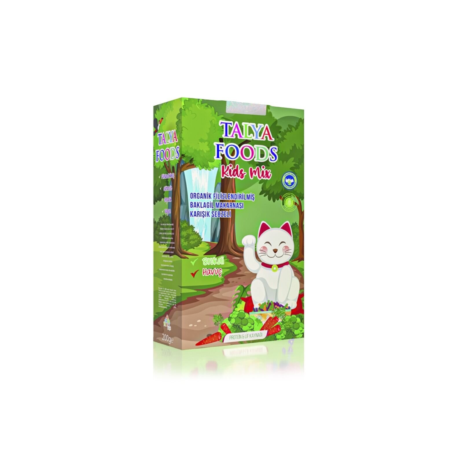 Talya Foods Glütensiz & Filizlendirilmiş & Vegan Karışık Sebzeli Baklagil Makrnası Kids / Happy Cat 200 gr