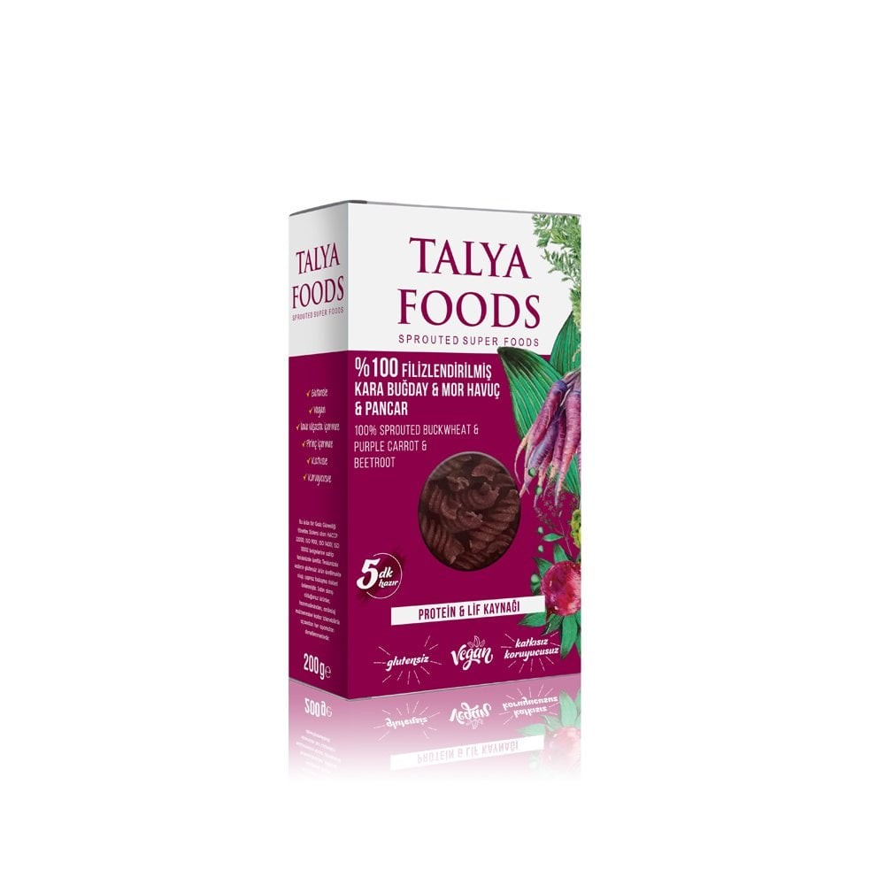 Talya Foods Filizlendirilmiş Çiğ Karabuğday & Mor Havuç & Pancar Makarnası 200g