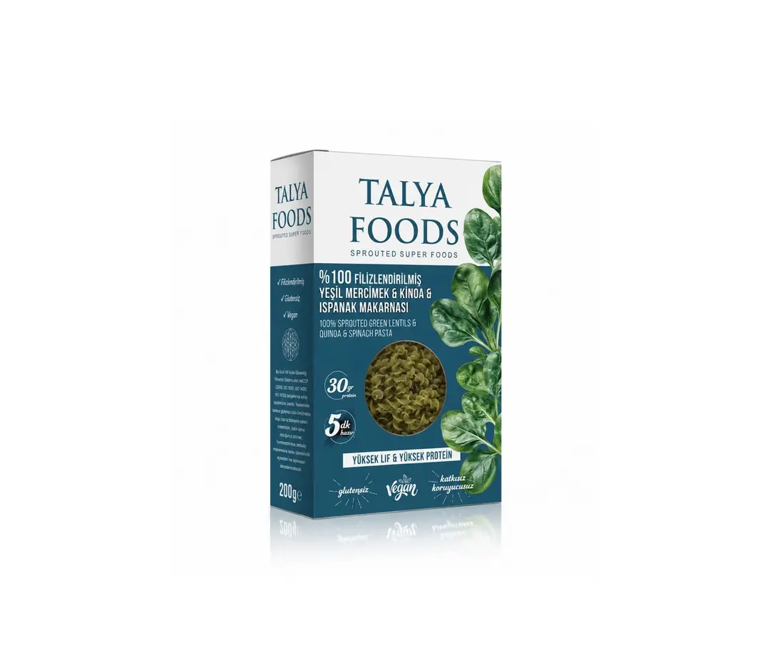 Talya Foods Yeşil Mercimek Kinoa Ispanak Makarna 200g