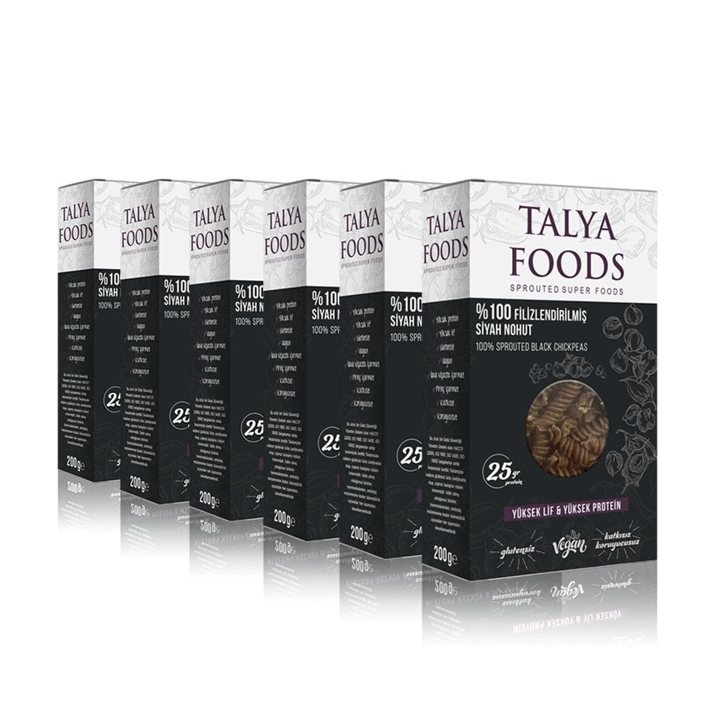 Talya Foods Filizlendirilmiş Siyah Nohut  Makarnası 6x200g