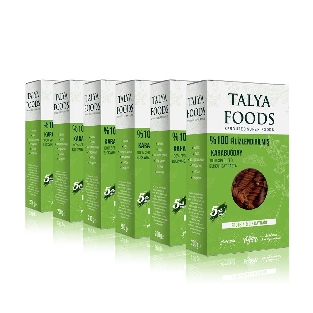 Talya Foods  Filizlendirilmiş Çiğ Karabuğday Makarna Set 6x200g