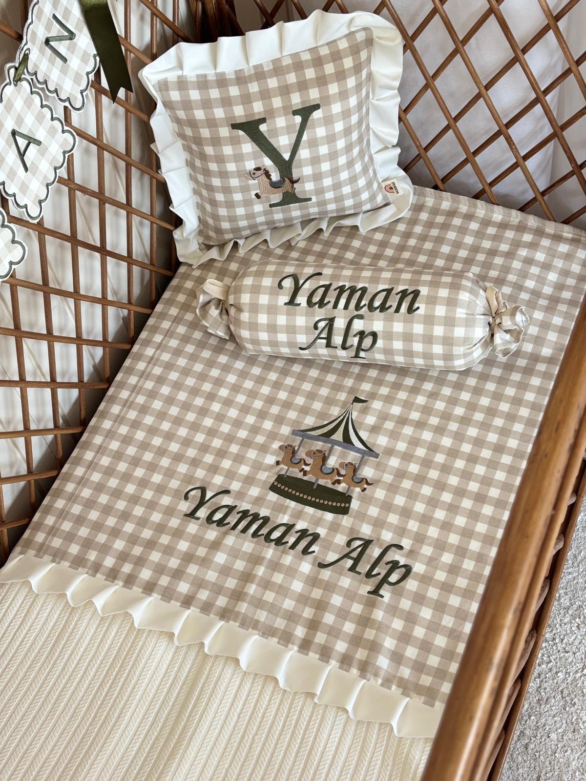 PİKE TAKIMI 3'LÜ ATLI KARINCA - BEJ PÖTİKARE HAKİ YEŞİL İŞLEME