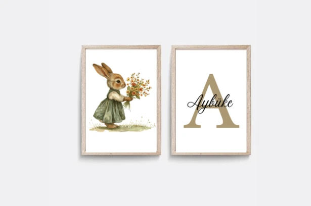 TINY BUNNY 2'Lİ 30X40  POSTERLİ ÇERÇEVE  - KIZ TINY