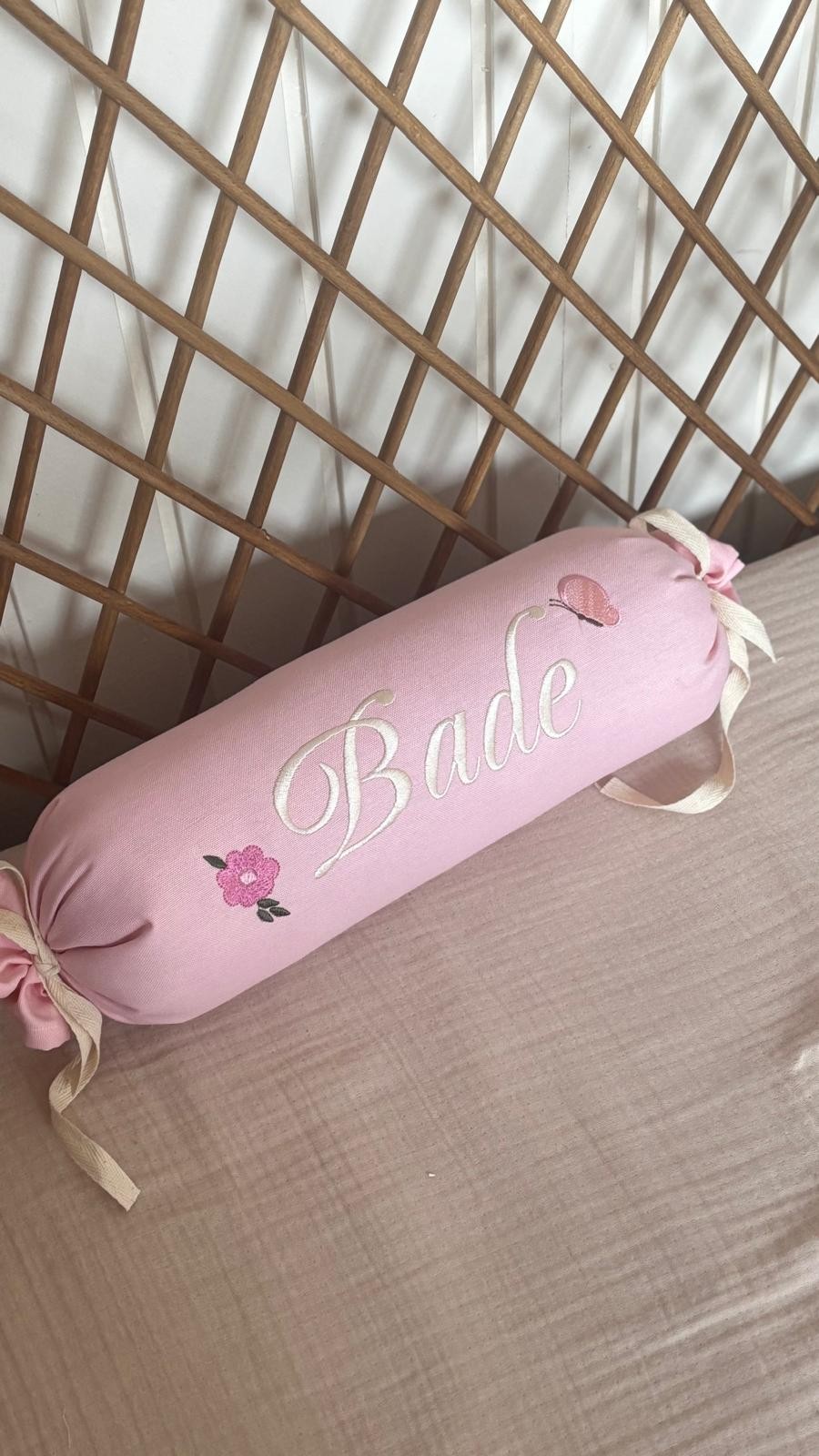 ŞEKER YASTIK TONTİRİK DESEN - PEMBE EKRU İŞLEME